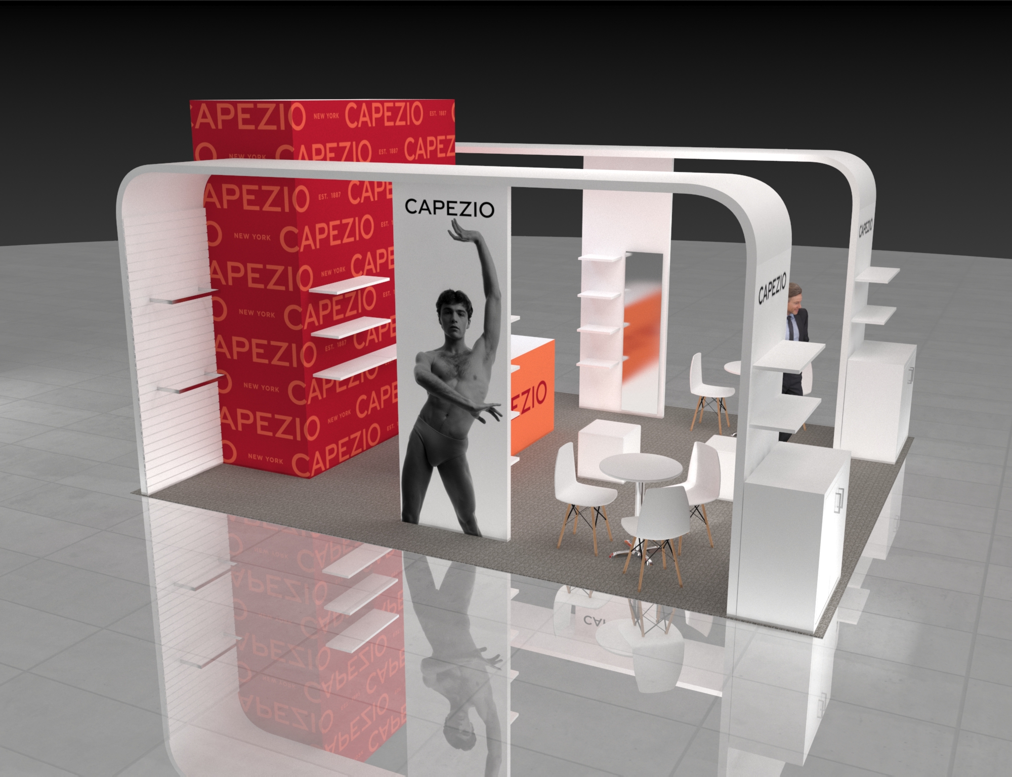 20x20 Booth Rental – Fashion Display Exhibit with Retail Elegance
