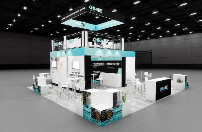 30x30 Two Story Trade Show Booth Rental – Meeting Rooms + Storage