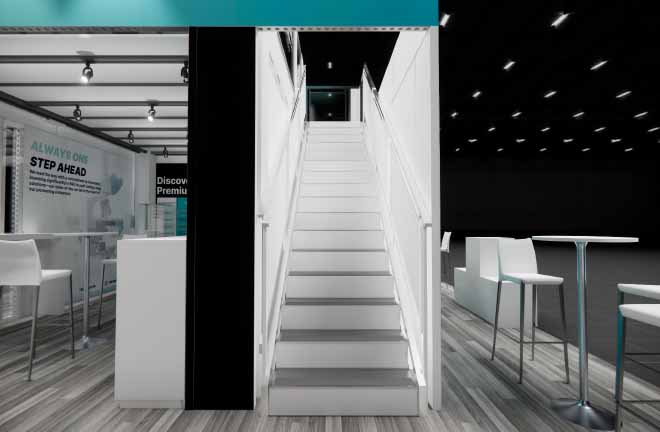 30x30 Two Story Trade Show Booth Rental – Meeting Rooms + Storage