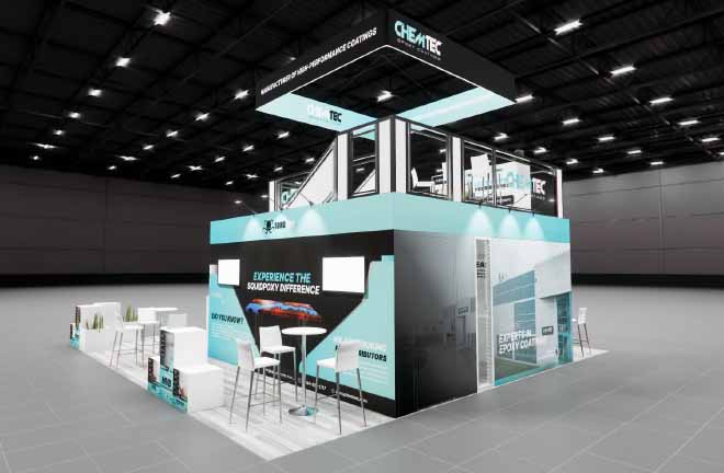 30x30 Two Story Trade Show Booth Rental – Meeting Rooms + Storage