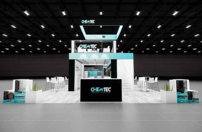 30x30 Two Story Trade Show Booth Rental – Meeting Rooms + Storage