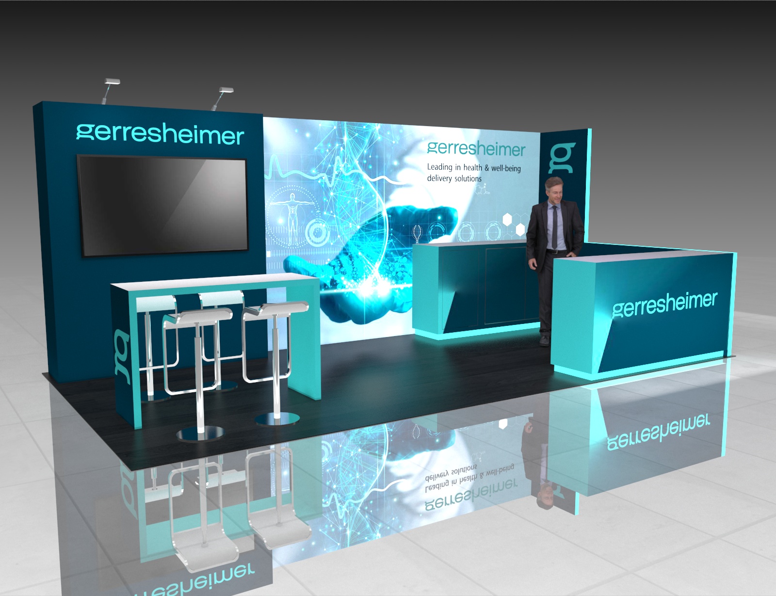 10x20 MedTech Booth Rental – Sleek Healthcare Exhibit Expo