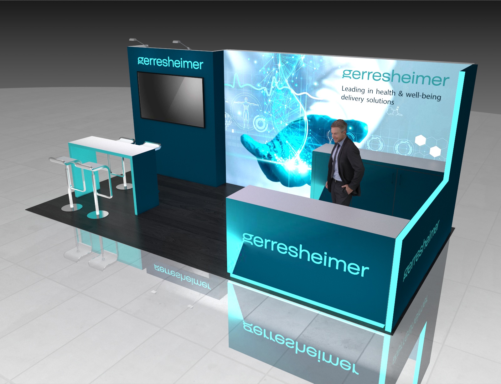 10x20 MedTech Booth Rental – Sleek Healthcare Exhibit Expo