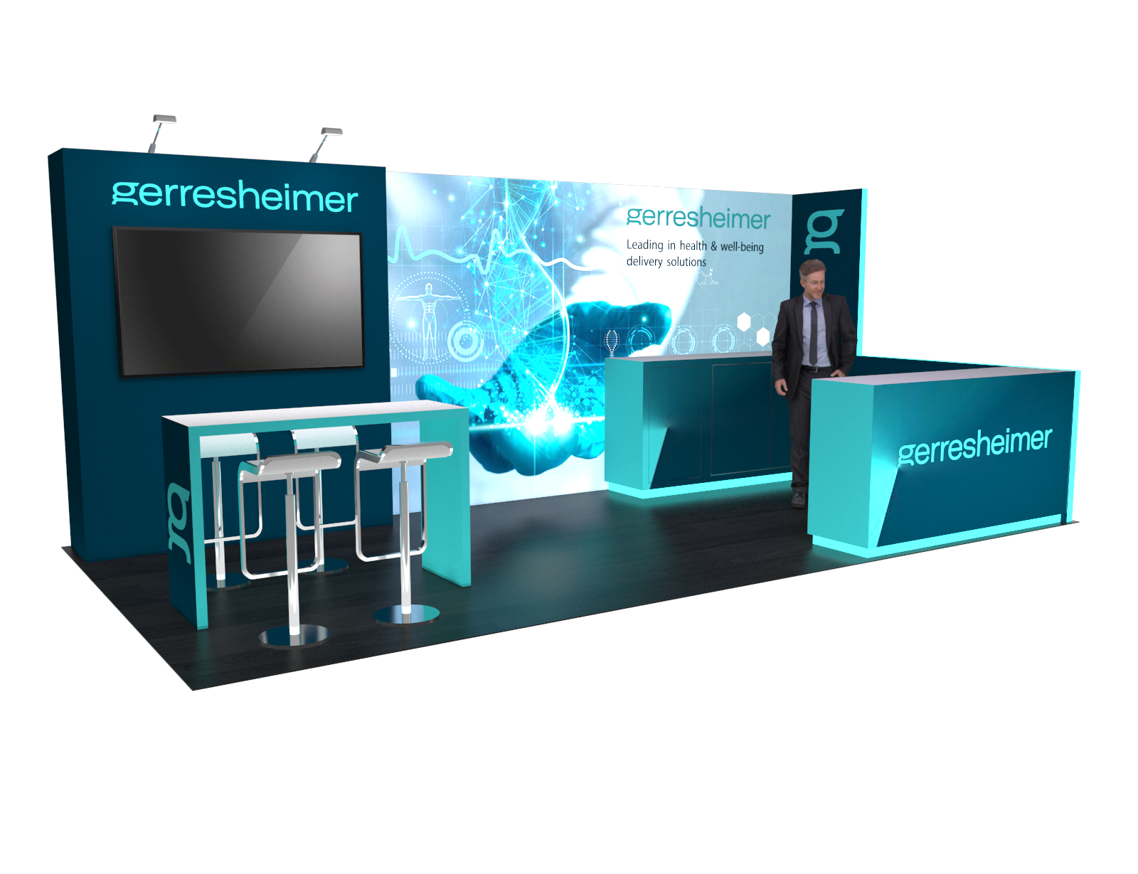 10x20 MedTech Booth Rental – Sleek Healthcare Exhibit Expo