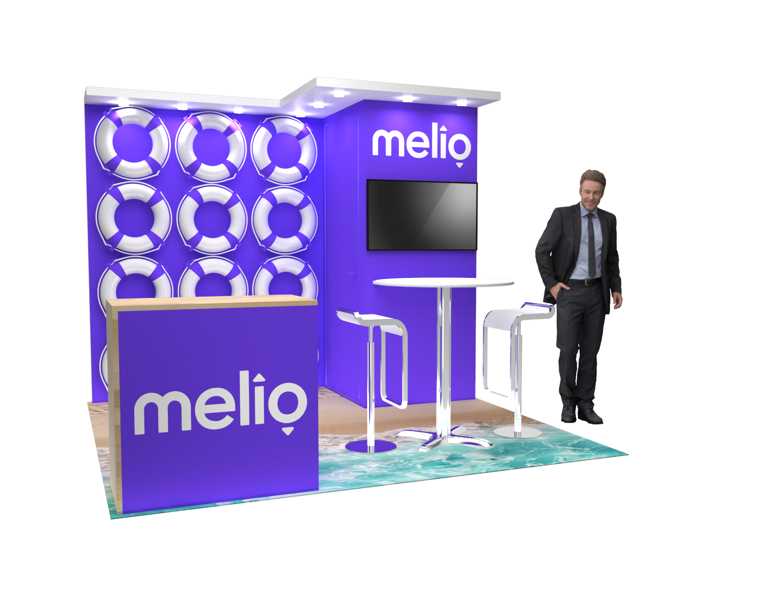 10x10 Booth Rental – Sleek Island Exhibit Design