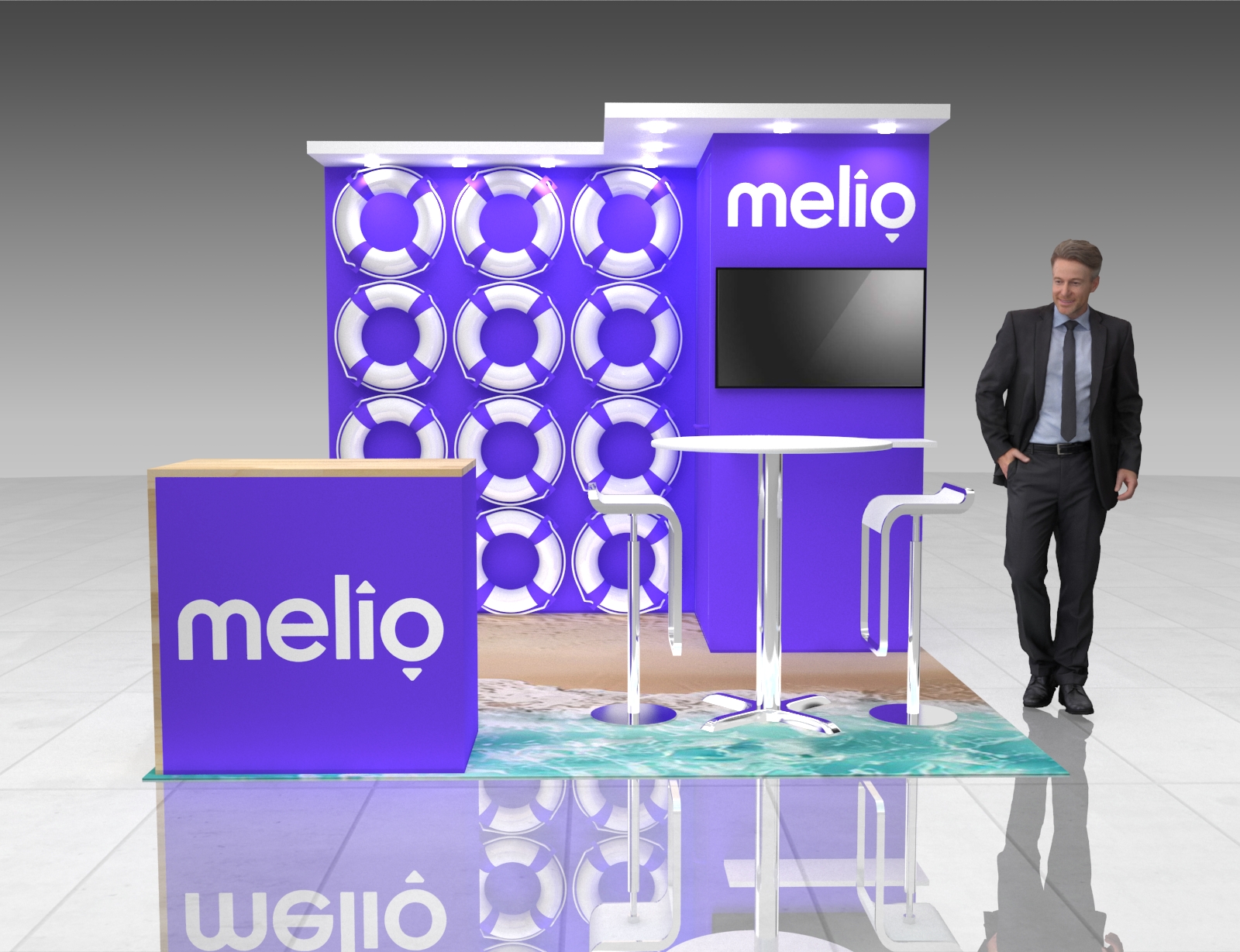 10x10 Booth Rental – Sleek Island Exhibit Design