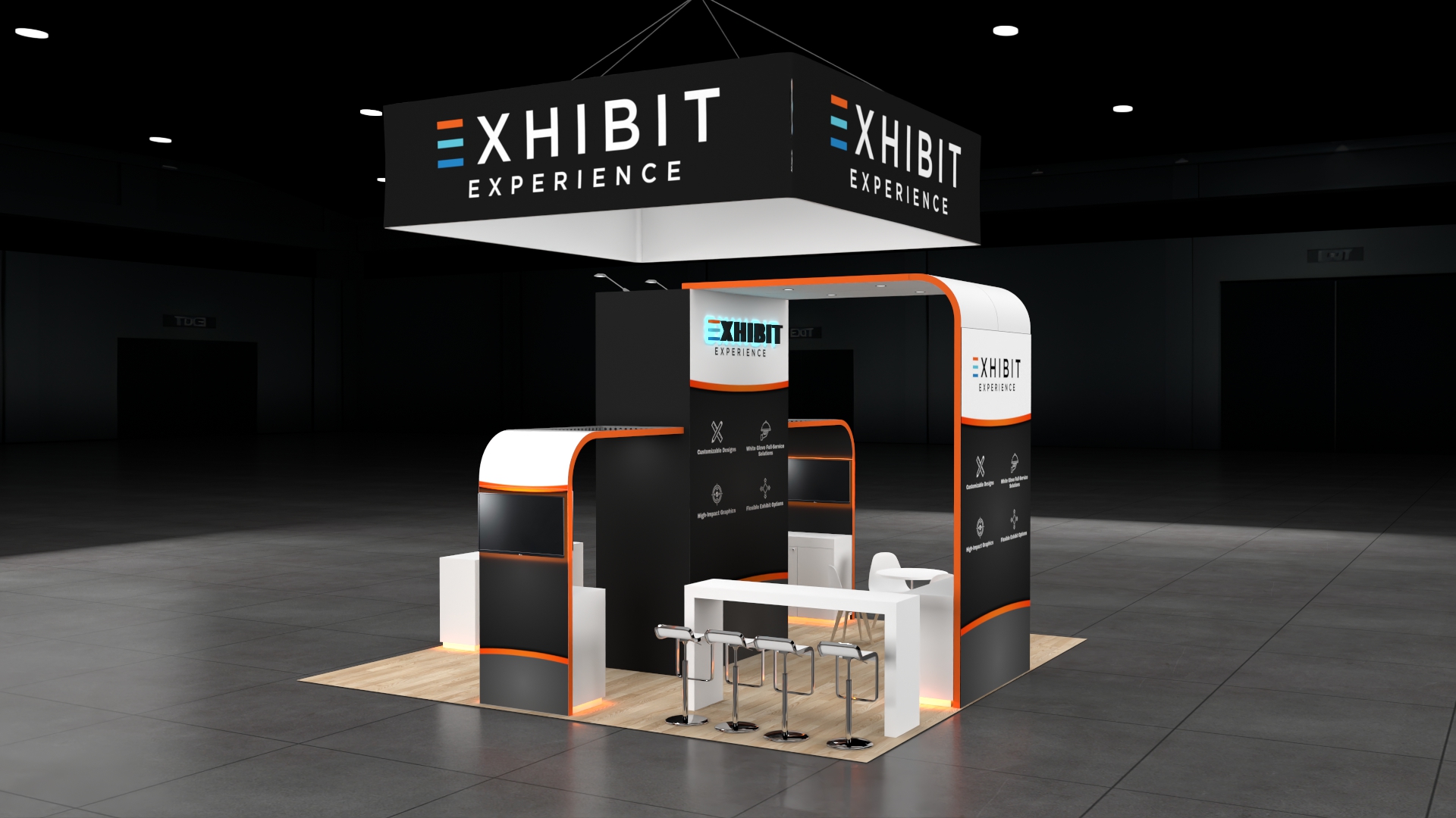 20 x 20 Affordable Trade Show Exhibit Rental Package – Option 2