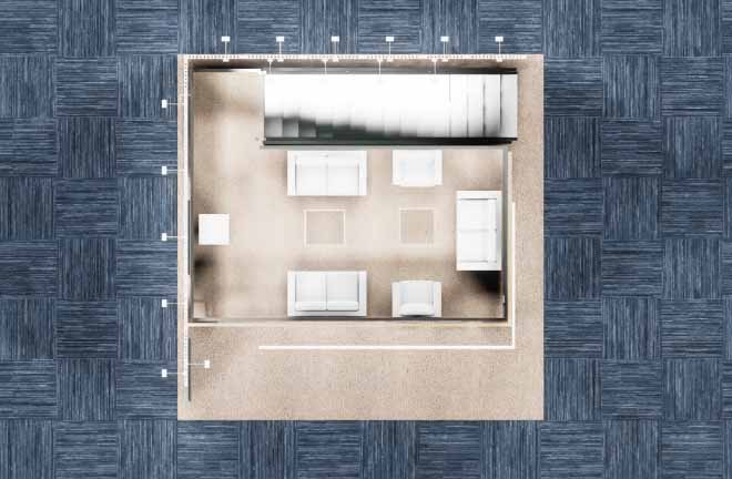 20x20 Double Deck Booth Rental – Retail Product Demo Layout