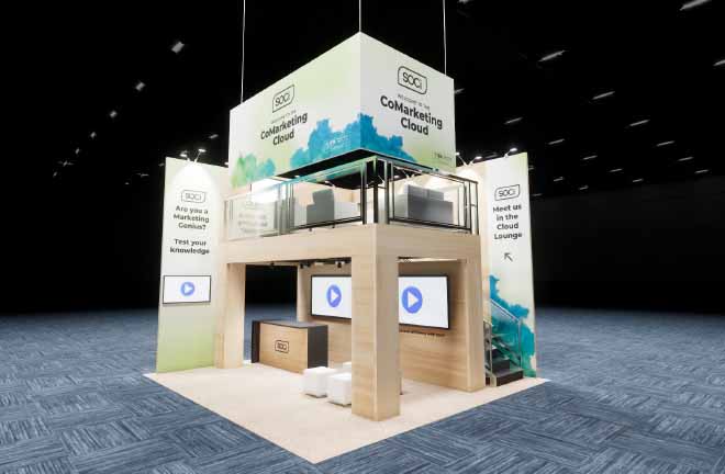 20x20 Double Deck Booth Rental – Retail Product Demo Layout