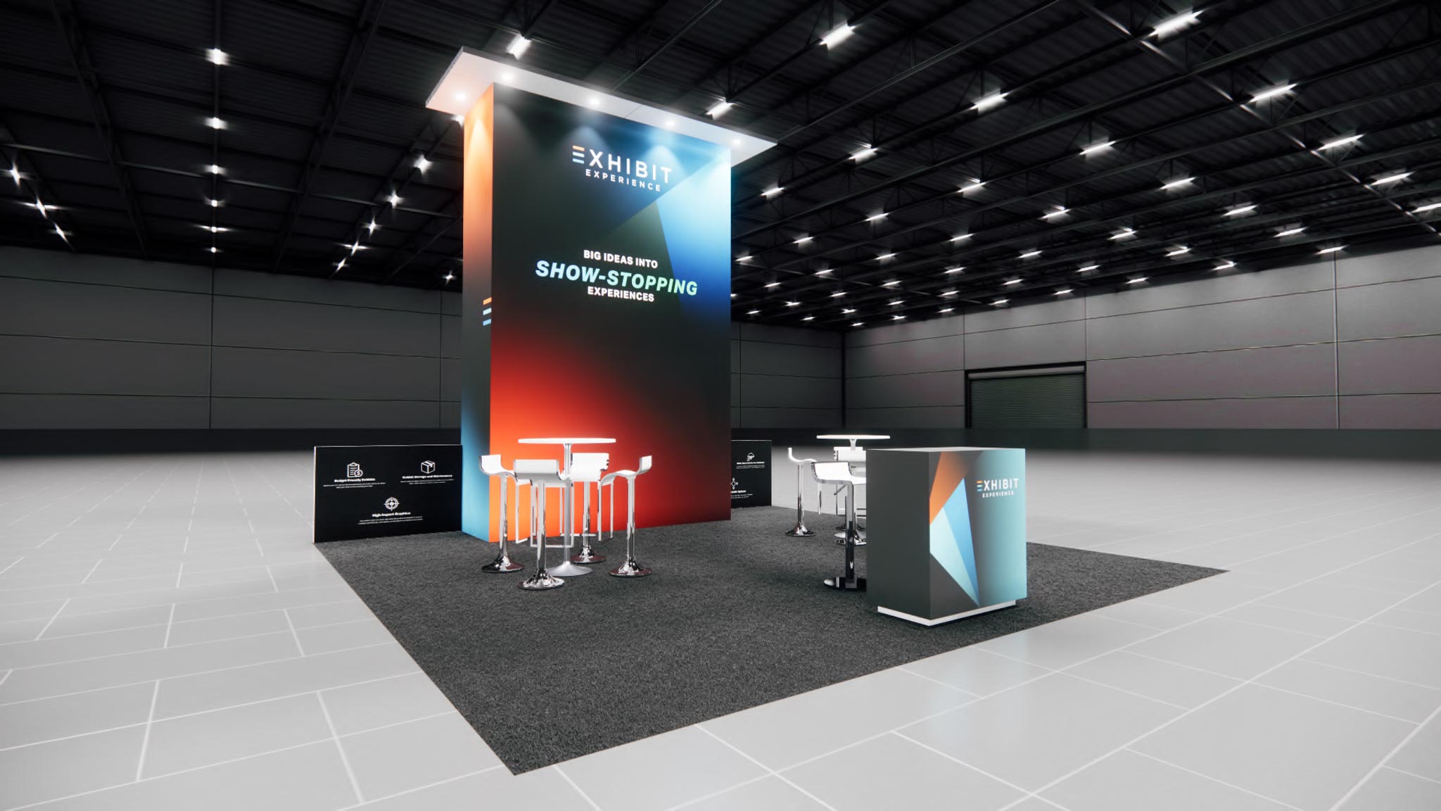 Affordable 20×20 Peninsula Booth Rental
